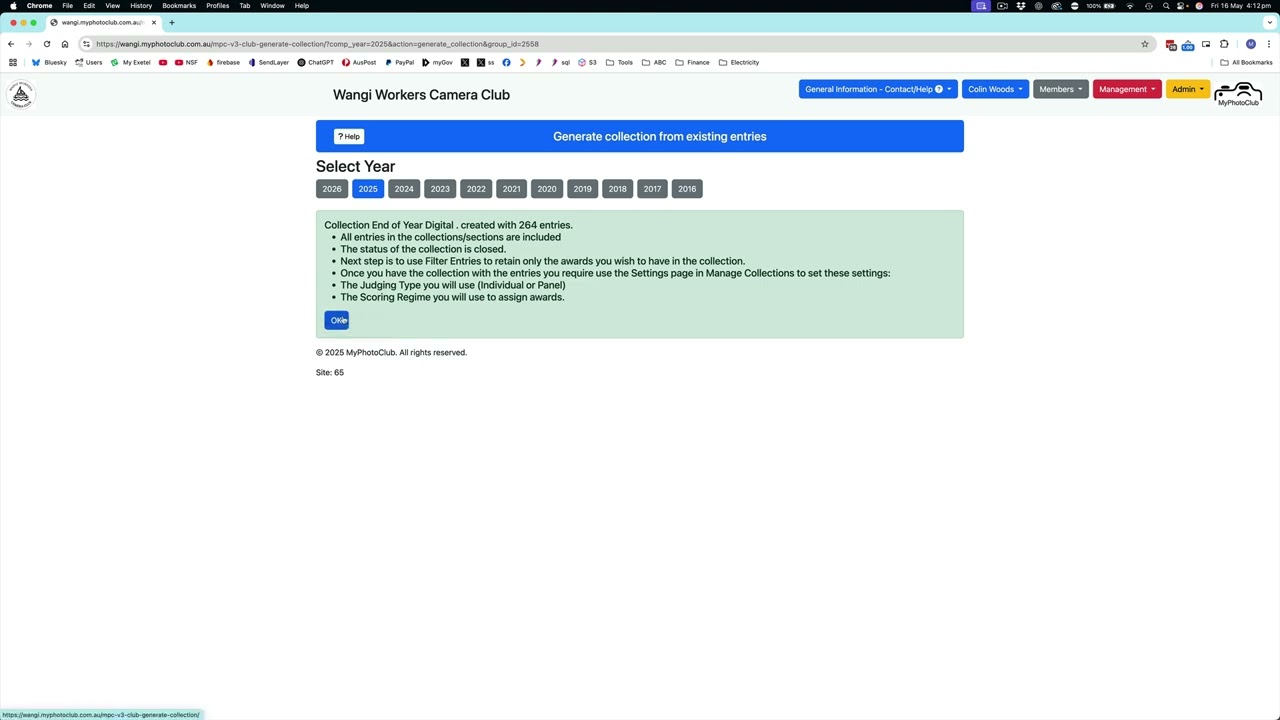 Manage Collections - Creating a collection from existing entries
