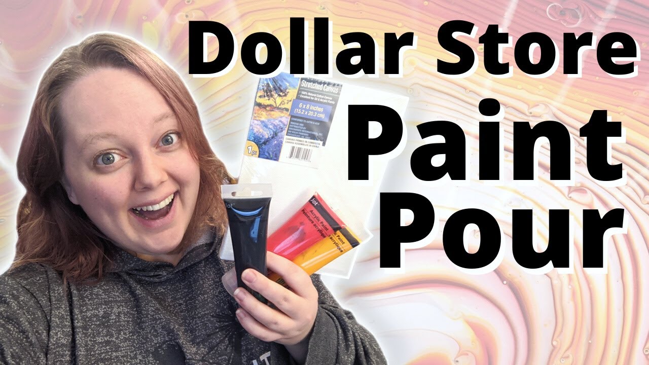 DOLLAR STORE PAINT POUR - Tree Ring Paint Pour Using Dollar Store Supplies - Acrylic Pour Tacky Glue