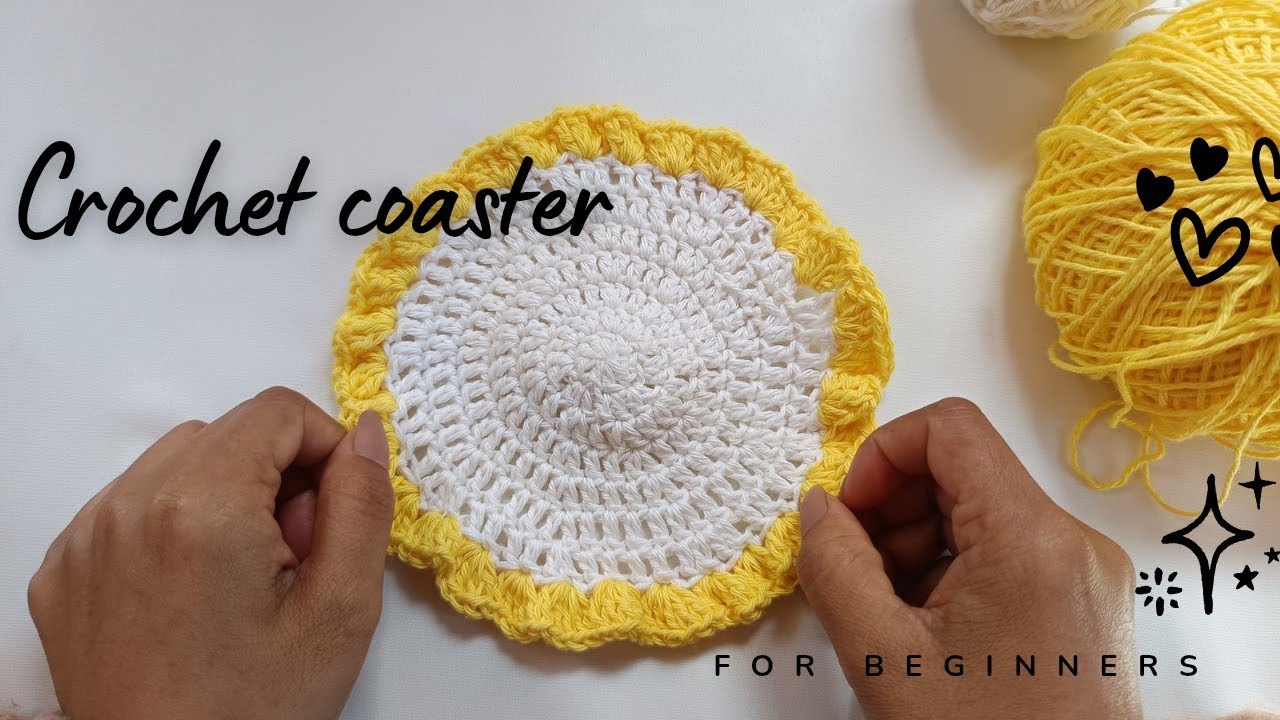 Easy crochet coaster tutorial for beginners.
