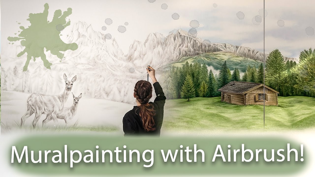 Huge Airbrush Mural Painting in a Living Room