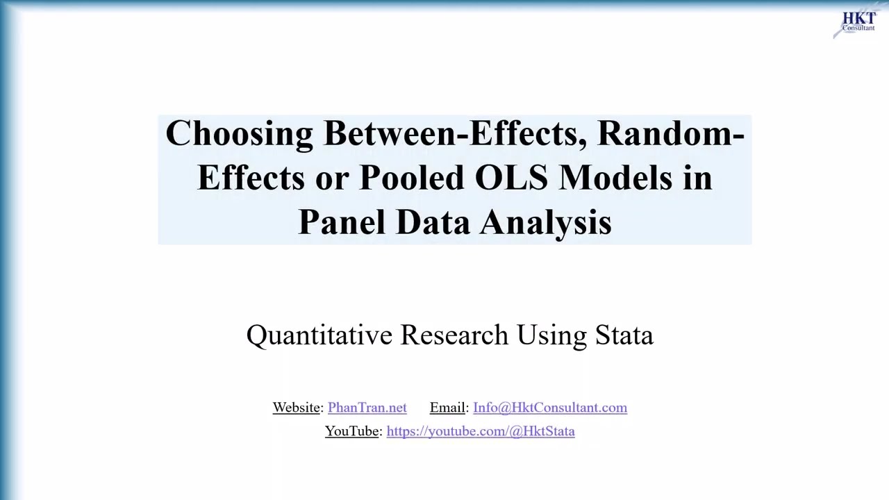 Choosing Between-Effects, Random-Effects & Pooled OLS Models with Time-Invariant Variables in Stata