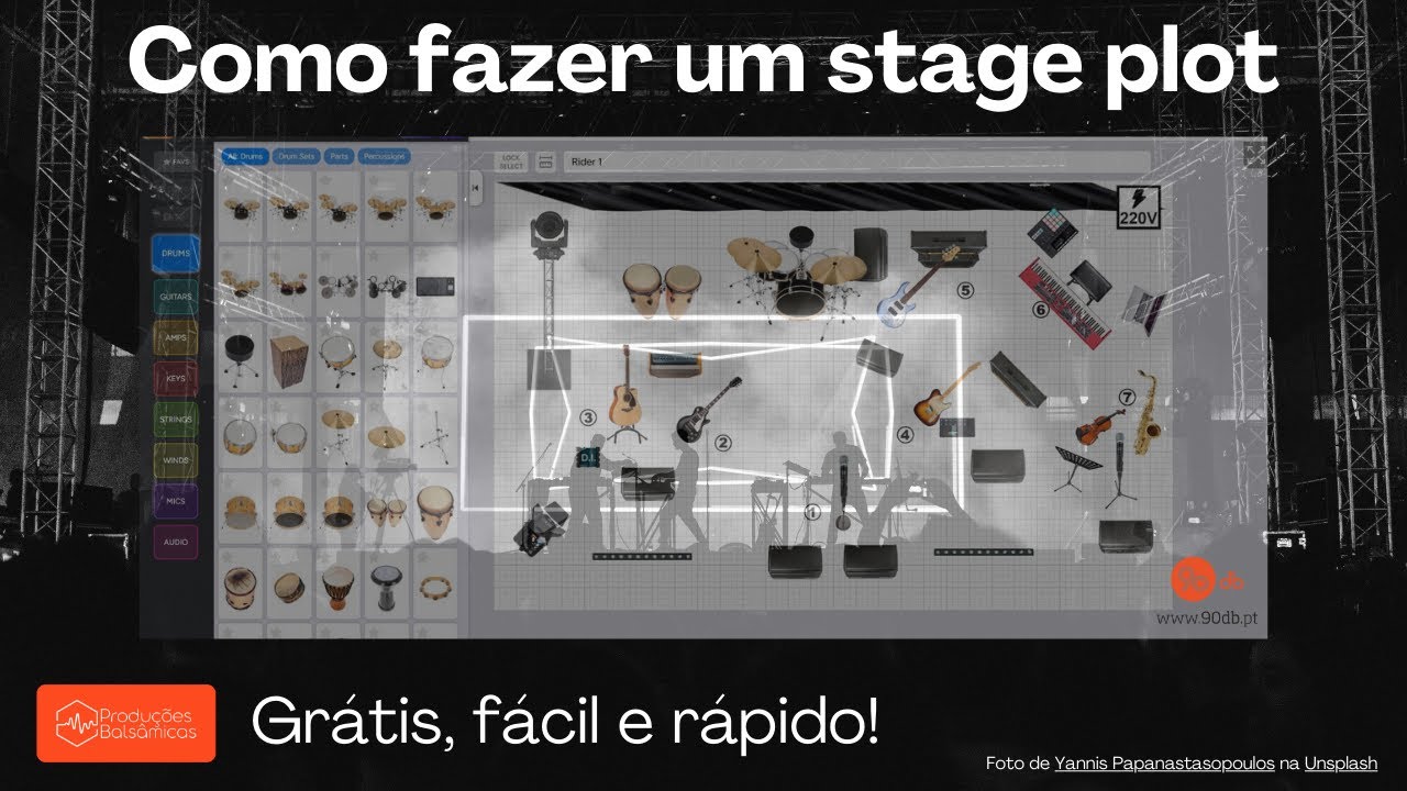 Como fazer um Stage plot / Rider técnico / Mapa de palco para uma banda. Fácil, rápido e grátis