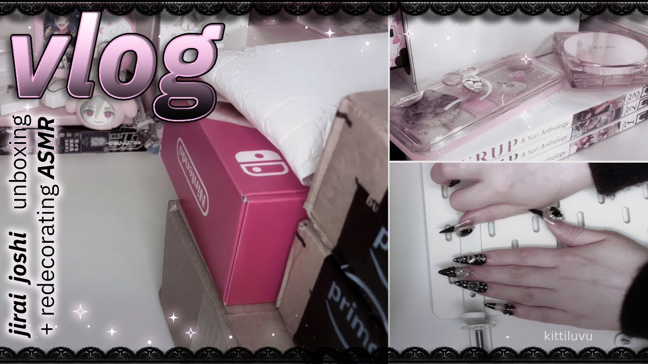 ꒰ VLOG ꒱ jirai joshi asmr unboxing + redecorating desk ￤ SWITCH OLED , IKEA , KAWAII GOODS + MORE !