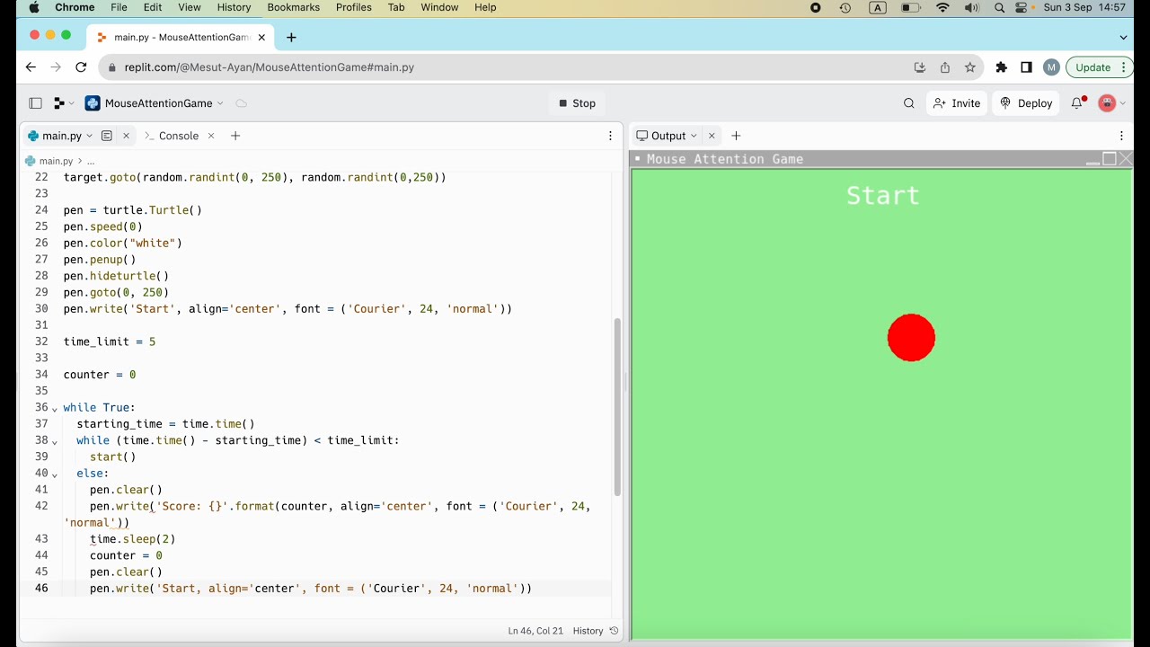 Python Turtle 3 - Mouse Attention Game