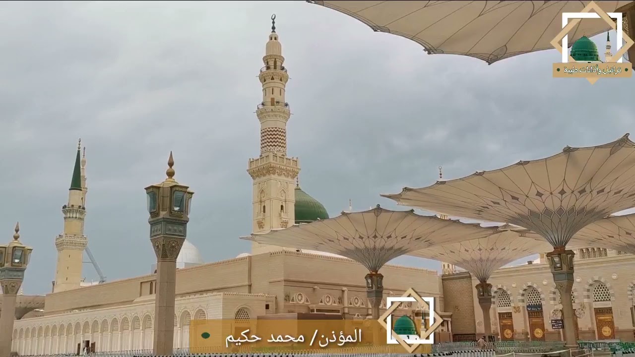 بأجواء مدينية رائعة يصدح المؤذن محمد حكيم بأذان الظهر من رحاب الحرم النبوي الشريف