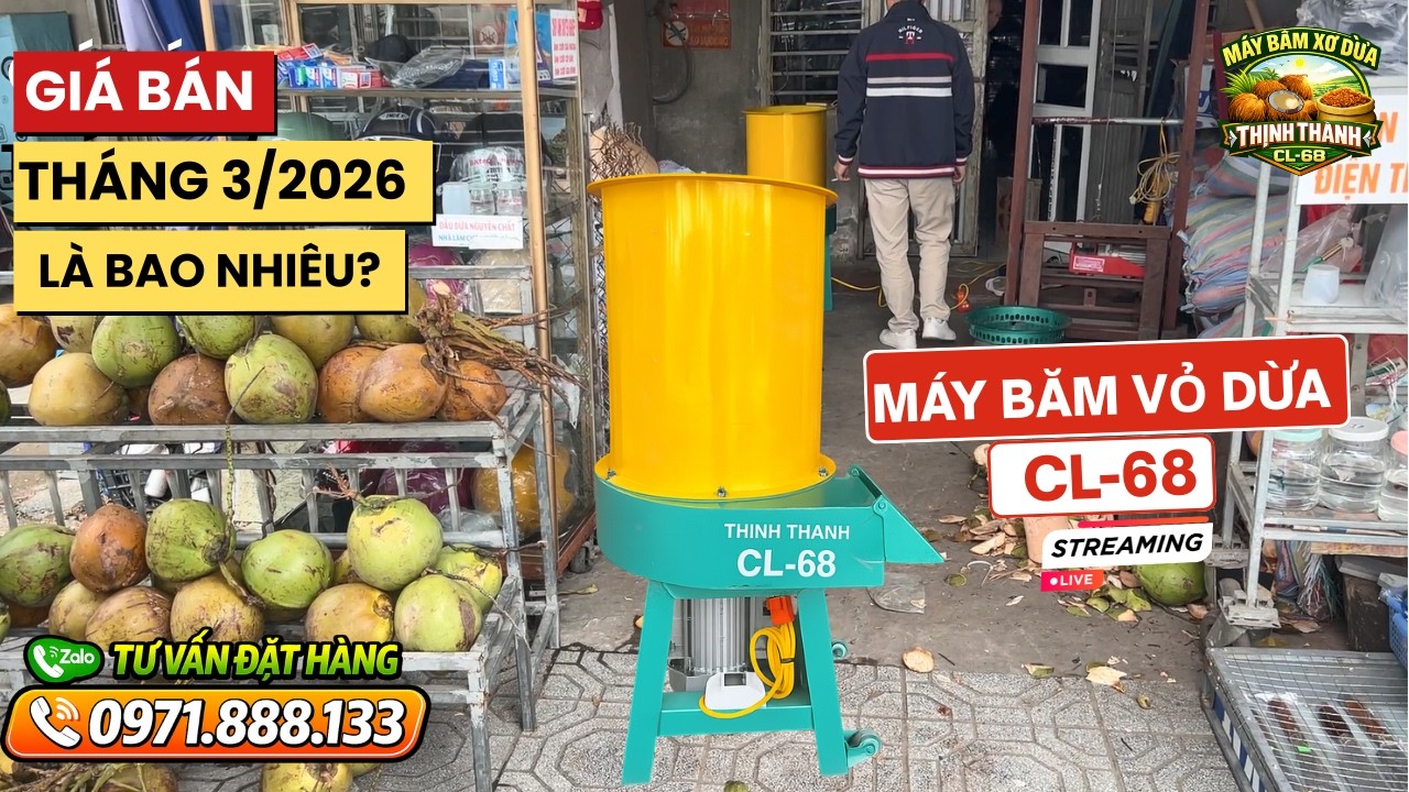 Máy Băm Vỏ Dừa Tươi,Dừa Khô Chạy Điện 1 Pha