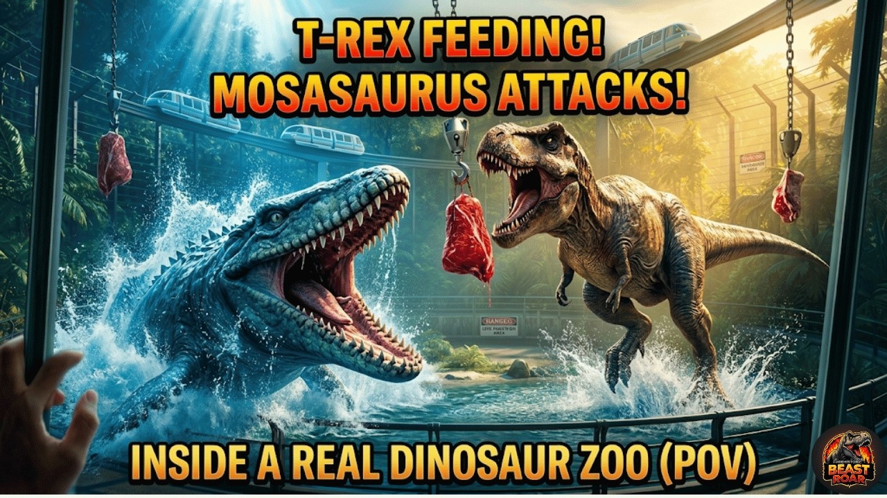 I Found A REAL Dinosaur Zoo | T-Rex Feeding (POV) - Mosasaurus Attack!