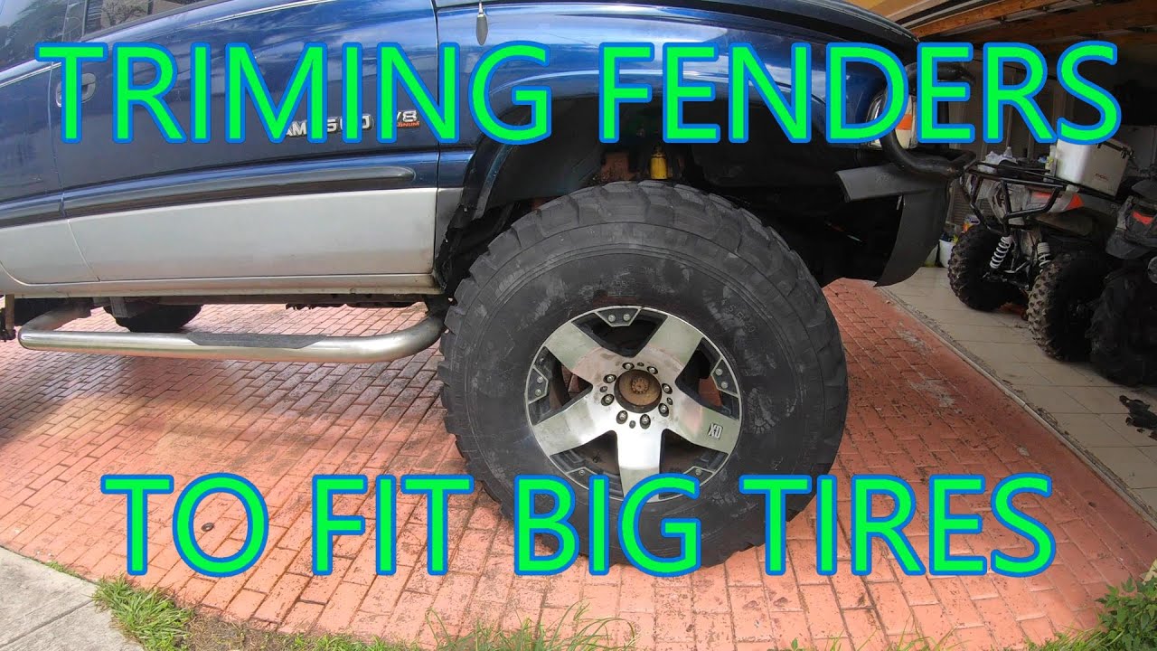 Trimming the Fenders on the Budget Mud Truck (2000 Ram 1500 with the axles of a 1997 Ram 3500).
