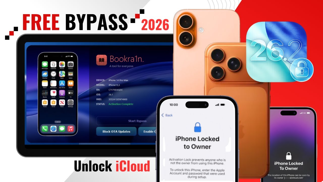 Free iCloud Bypass Tool - iOS 26.2 - Bookra1n A12+