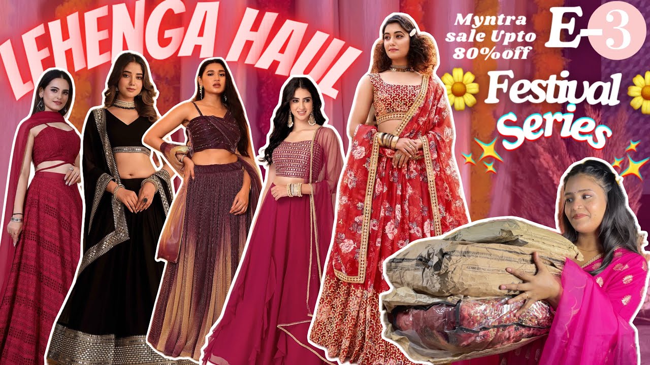 *Trendy Lehengas haul* 🪔Diwali sale from Myntra Affordable price || try on festival series E-3