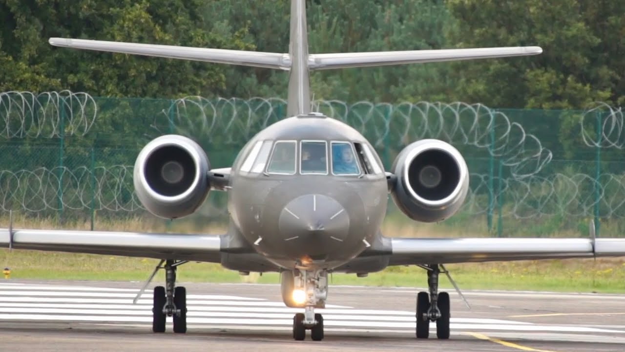 Dassault Falcon Mystere 20 ECM RNoAF departure and flypast at Kleine Brogel Air Base