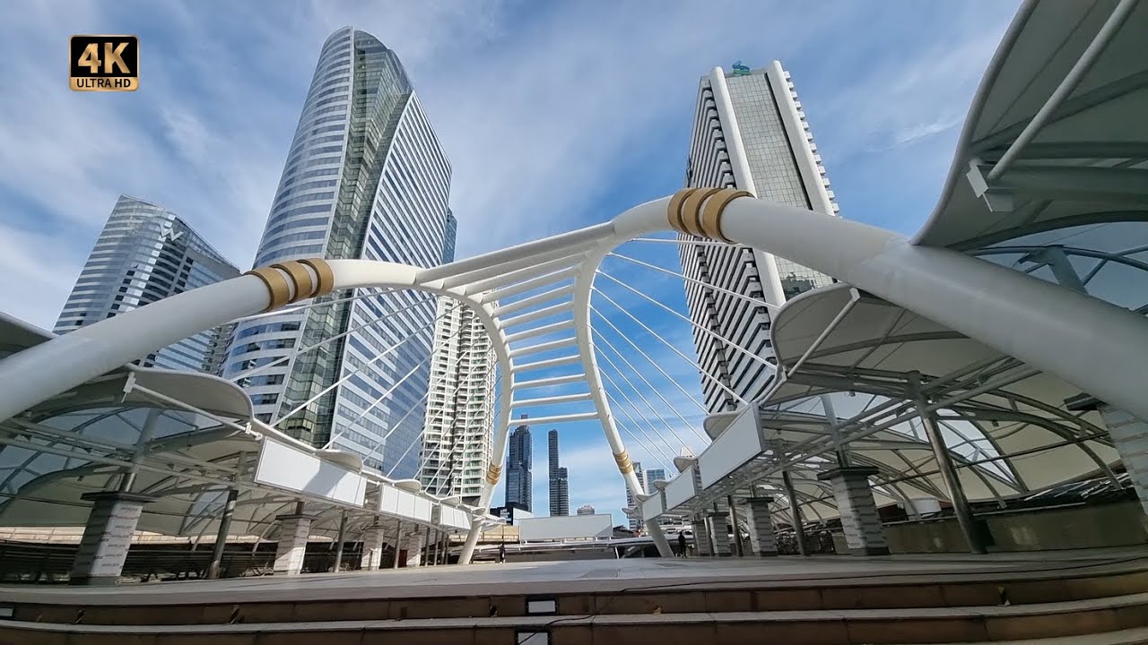 Bangkok - New Chong Nonsi Bridge Canal Park and BRT Bus Station 4K 60fps