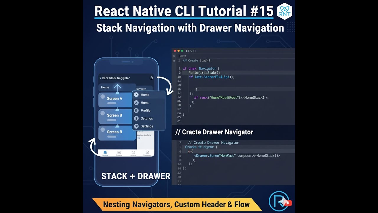 React Native CLI Tutorial #15 – Stack Navigation with Drawer Navigation
