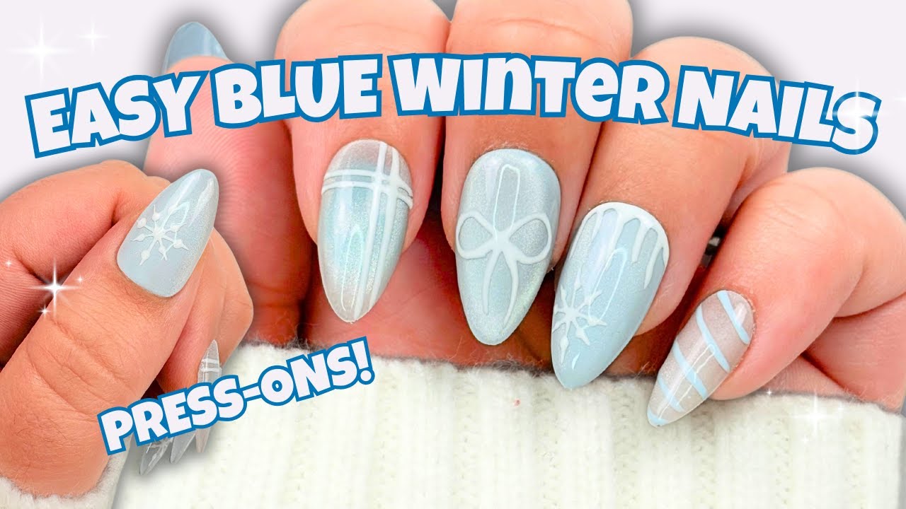 Beginner-Friendly DIY Icy Blue Winter Nails! 