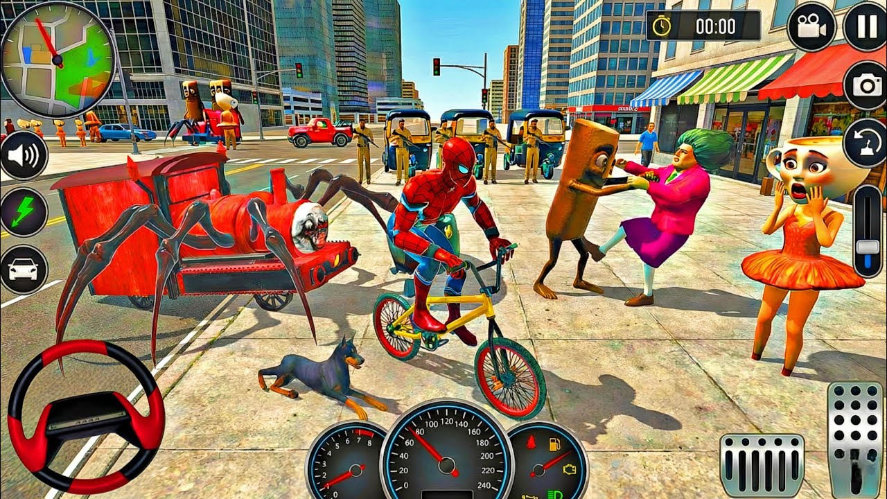 🥰Spiderman Monster Choo Choo Charles 🦚Thung Thung & Scary Teacher ✨Modified Police Car Showroom🥰