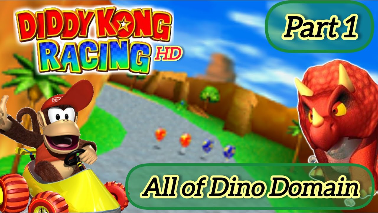 All of Dino Domain! Diddy Kong Racing HD (RetroArch Emulator)