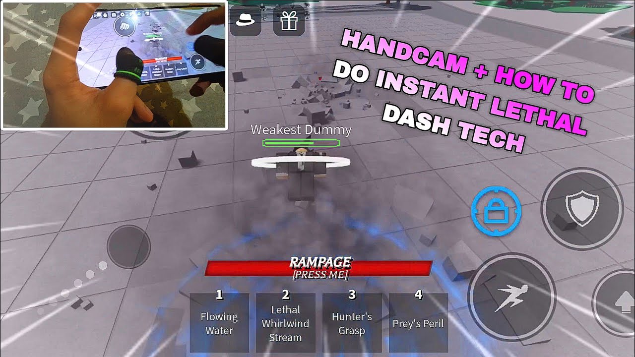 INSTANT LETHAL DASH TECH HANDCAM + HOW TO DO.. (The Strongest Battlegrounds)