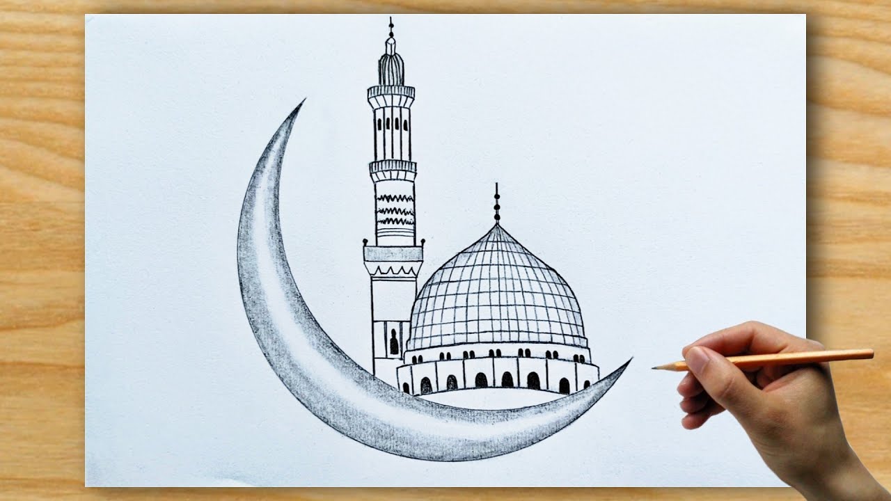 Masjid-E-Nabwi Drawing Step-by-step ||  Madina Drawing Tutorial || How To Draw Madina Shareef.