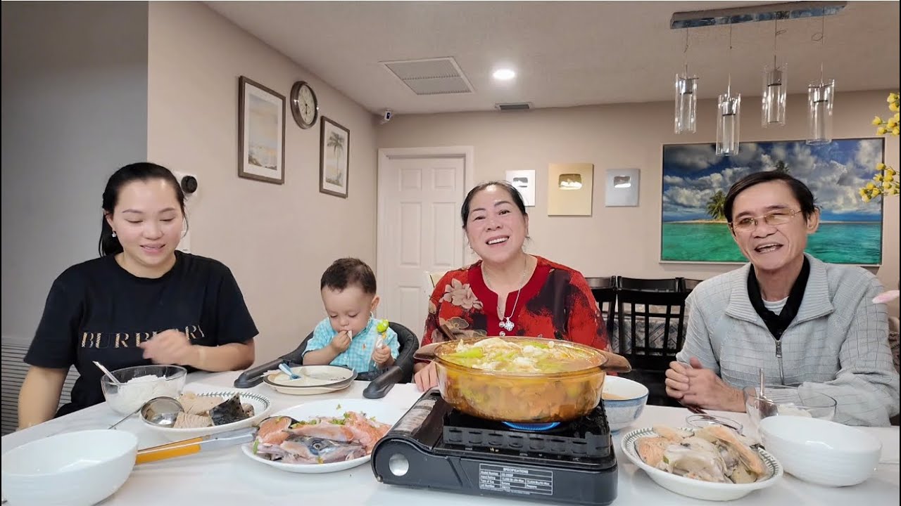 Vlog 3047 ll NAY MẸ NẤU LẨU ĐẦU CÁ HỒI