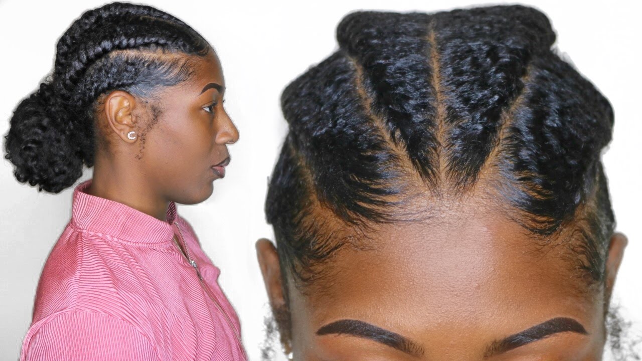 Flat Twist into Bun Hair Tutorial | for THICK, KINKY Natural Hair | Protective Style