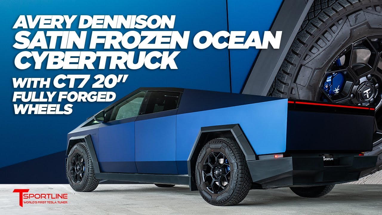 Cybertruck Wrapped in Avery ColorFlow Satin Frozen Ocean 🌊 with T Sportline 20