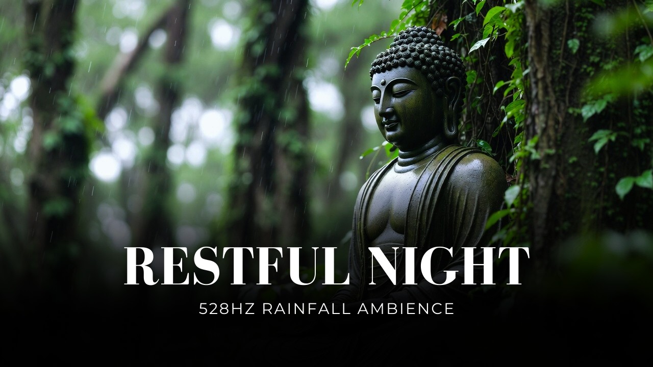 RESTFUL NIGHT | 528Hz Rainfall Ambience + Thunder for Sleep