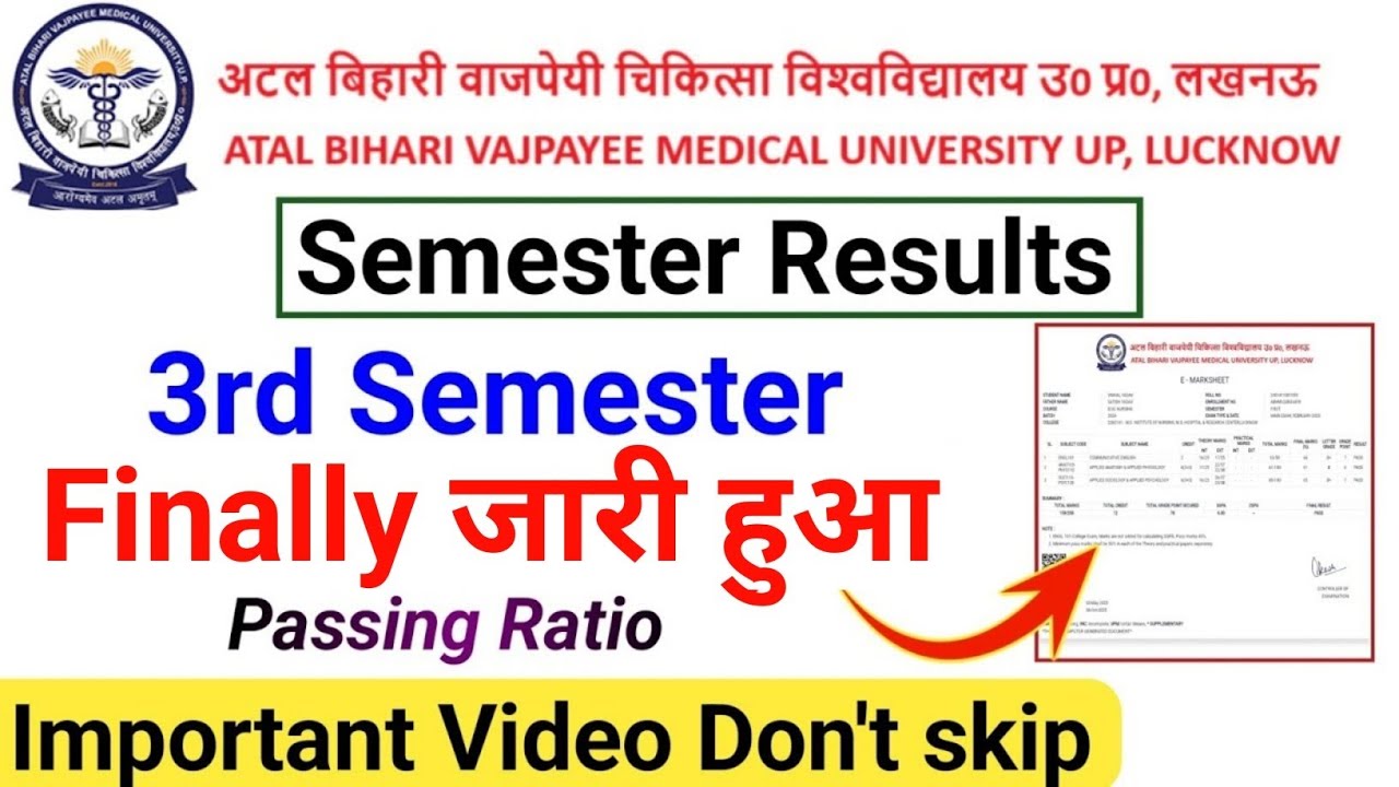Abvmu Bsc Nursing 3rd semester Result 2026 Finally out 🎉🎉🤩 up Bsc Nursing semester Result 2026