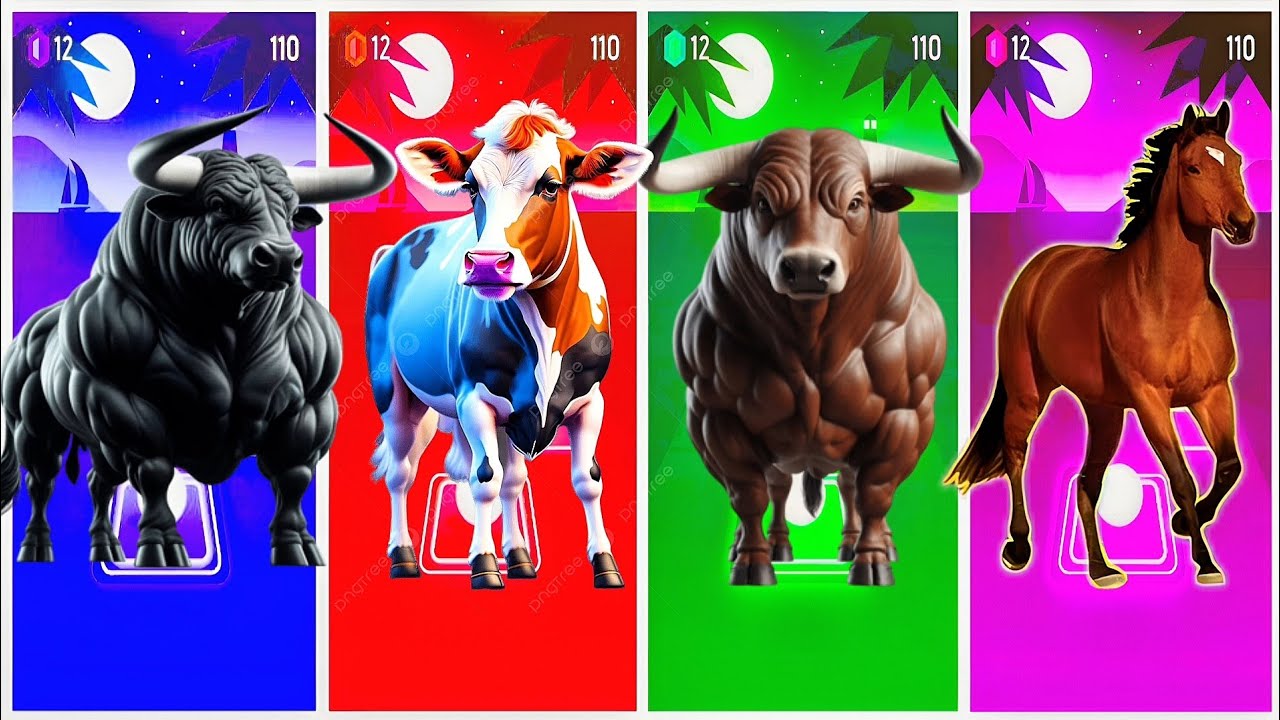 Funny Bull 🐂🆚 Funny Valiente 🐂🆚 Funny Cow 🐄🆚 Funny Horse 🐴🆚 Tiles Hop EDM Rush