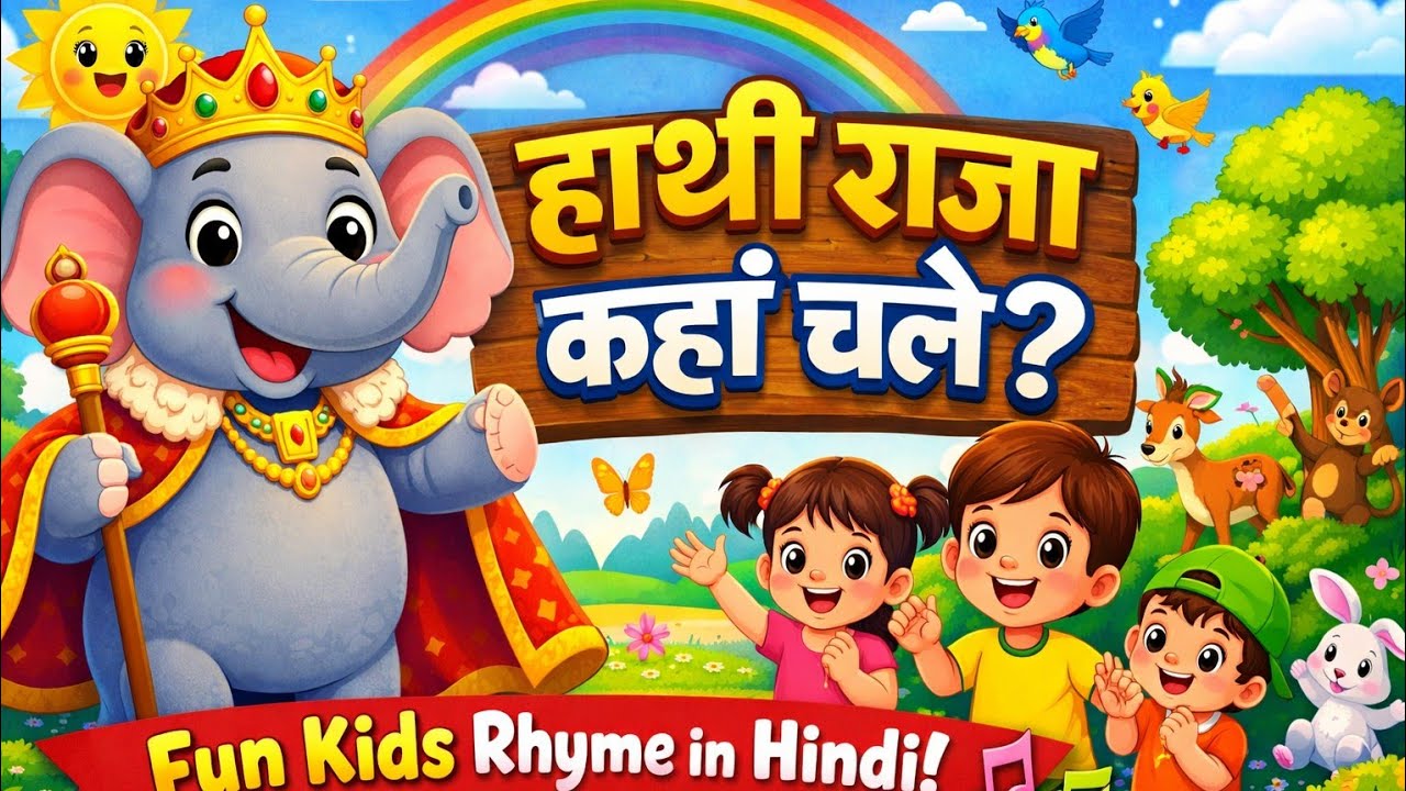 🐘 Hathi Raja Kaha Chale | हाथी राजा कहाँ चले | Kids Rhyme Poem in Hindi #nurseryrhymes #kidsrhymes 
