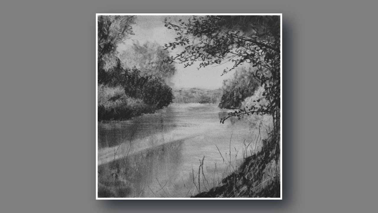 Charcoal sketch #1 of the river at Durham #art #drawing #artwork #timelapse