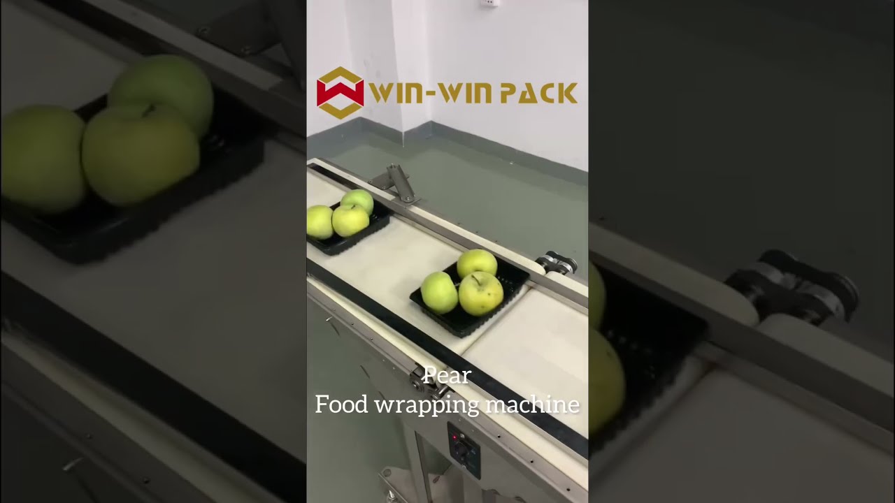 #automatic packing machine/Stretch Cling film food wrapping machine for #pear #apple