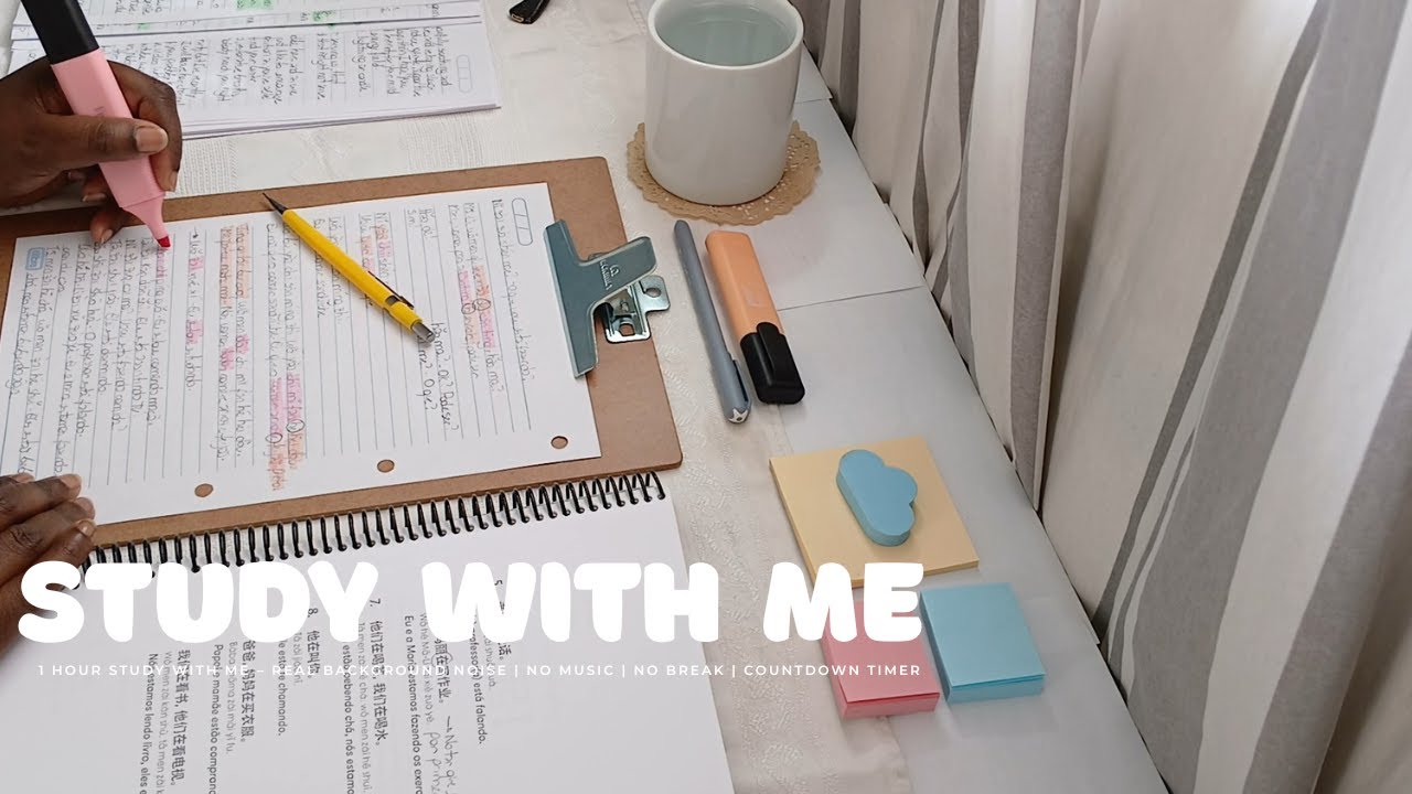 🪴📚 1 Hour Study With Me – Real Background Noise | No Music | No Break | Countdown Timer