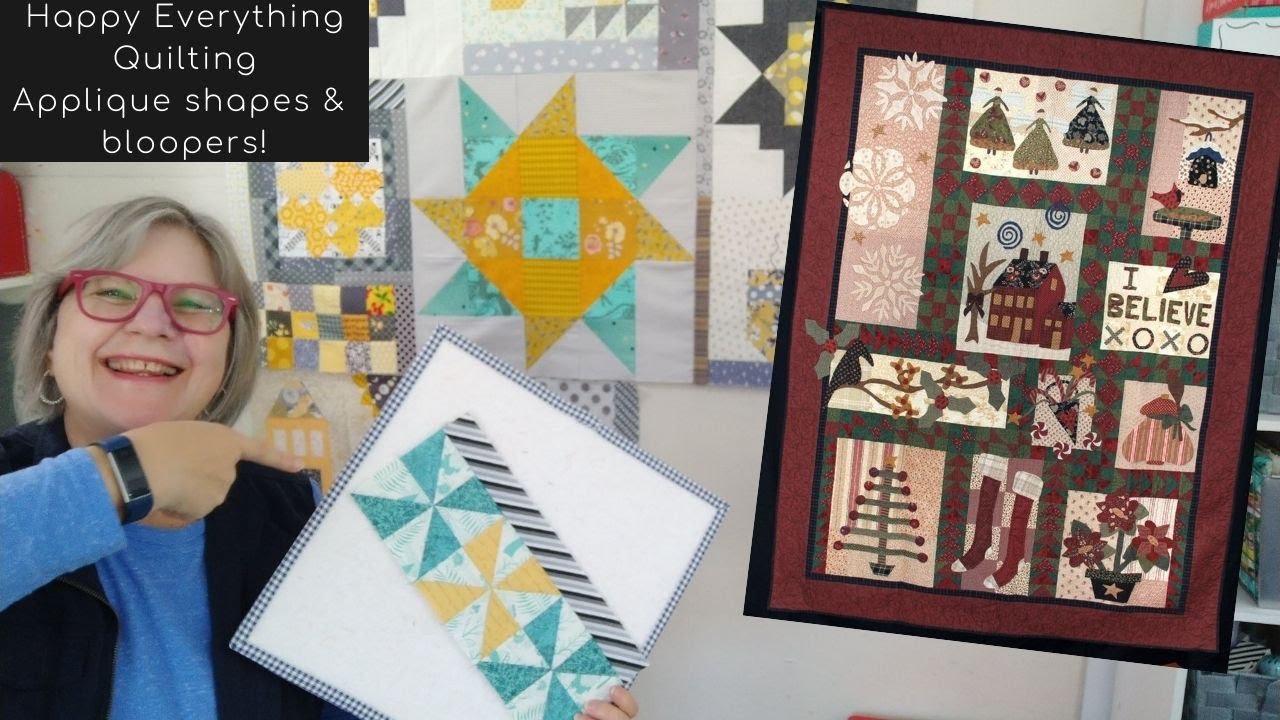 How I quilt Applique and Happy Everything Lucky Block #13