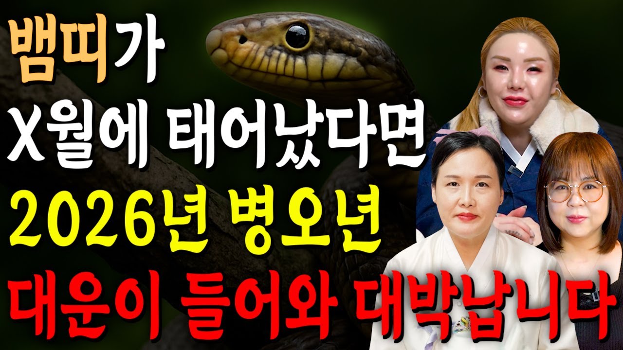 [2026년 병오년 뱀띠운세] 뱀띠가 X월에 태어났다면 2026년에 100% 대박납니다! 금전,귀인,문서운 모두 펑펑 터진다!! 뱀띠 신년운세
