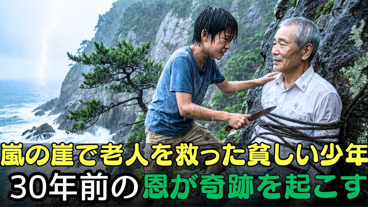嵐の崖で老人を救った貧しい少年…30年前の恩が奇跡を起こす | 人生の教訓