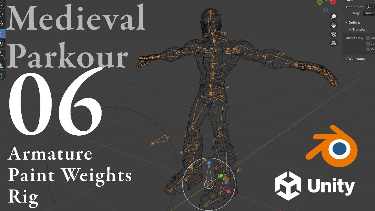 Medieval Parkour - Game Development - 06 -  Blender - Armature - Paint Weights - Rig