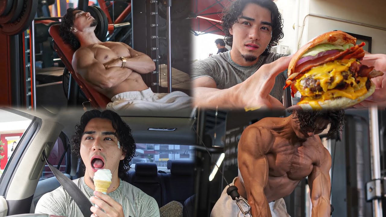 【vlog】24時間チートデイして胸トレやったら胸が鬼パンプした日。