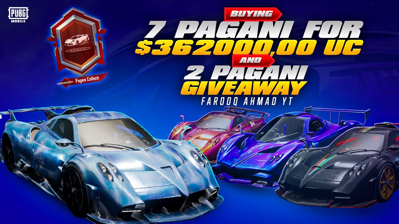 Куплю 7 PAGANI за $362000,00 UC | Раздача 2 PAGANI | 🔥 PUBG MOBILE 🔥