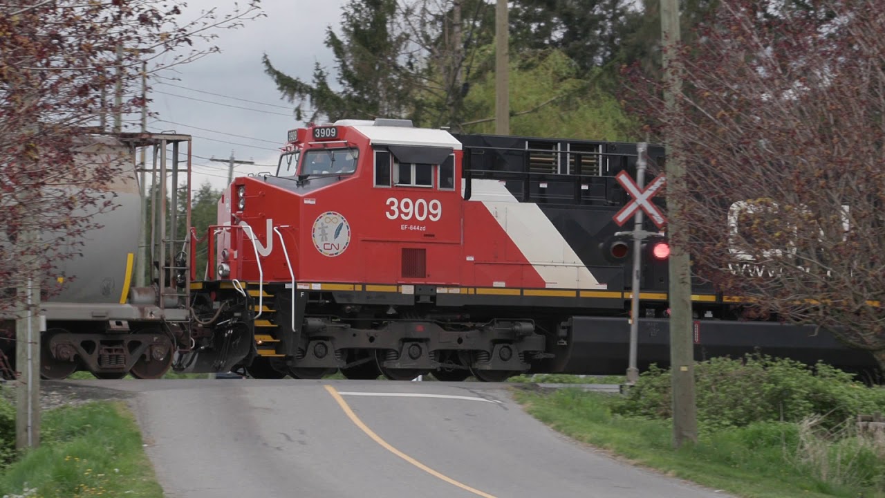 SP Trains #1432 CN Train #309 at Paige Road, Matsqui   2020 04 21