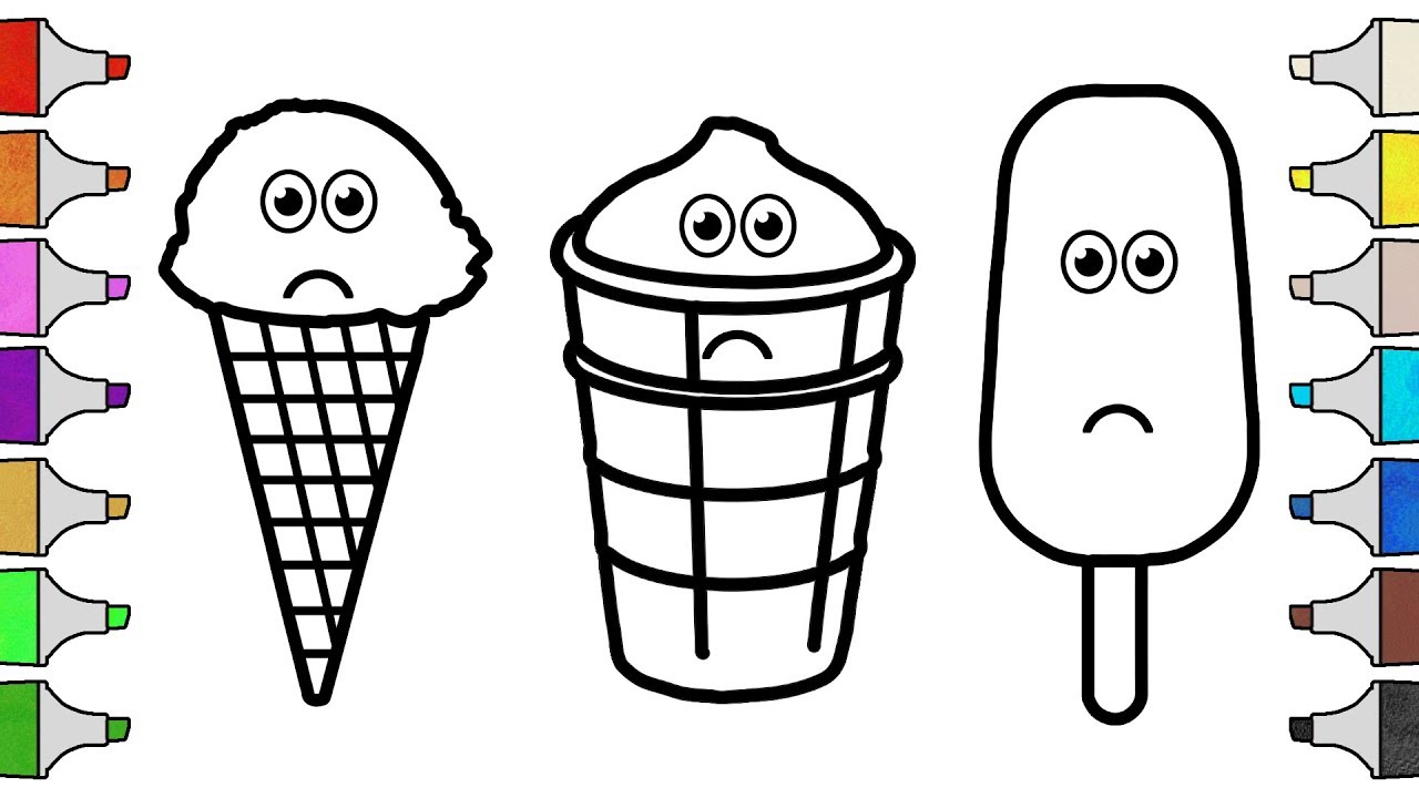 Wrong Colors with Crying Popsicle & Ice Cream - Coloring for Children