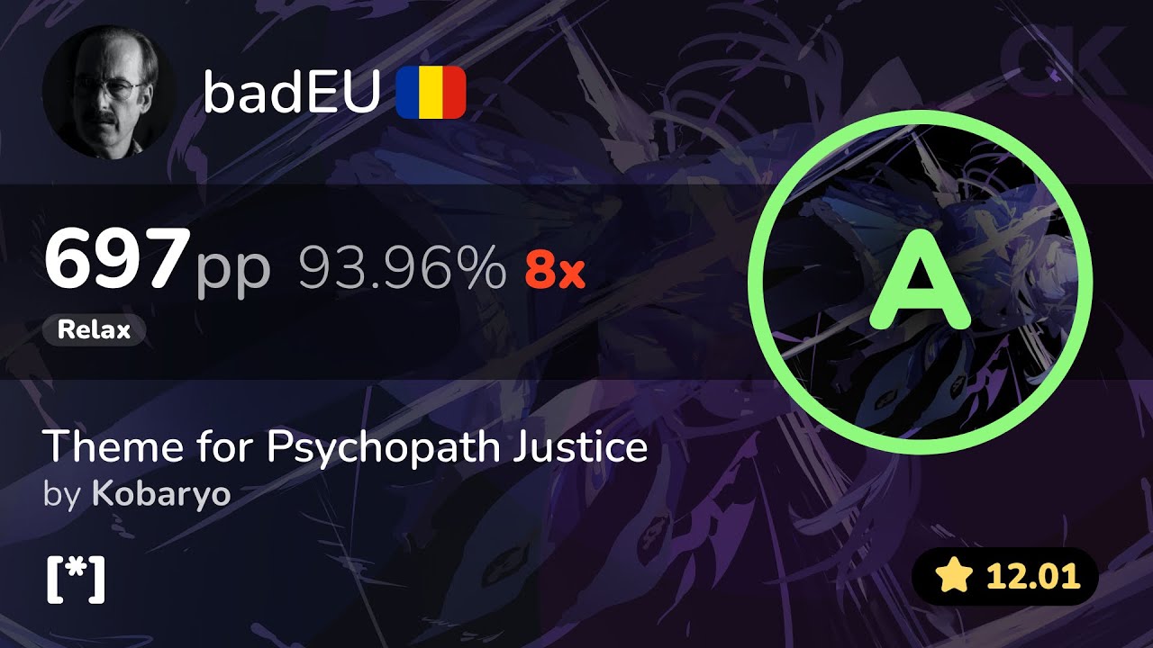 [12⭐] Relax | badEU | Kobaryo - Theme for Psychopath Justice [*] +RX 94% 697pp 8❌