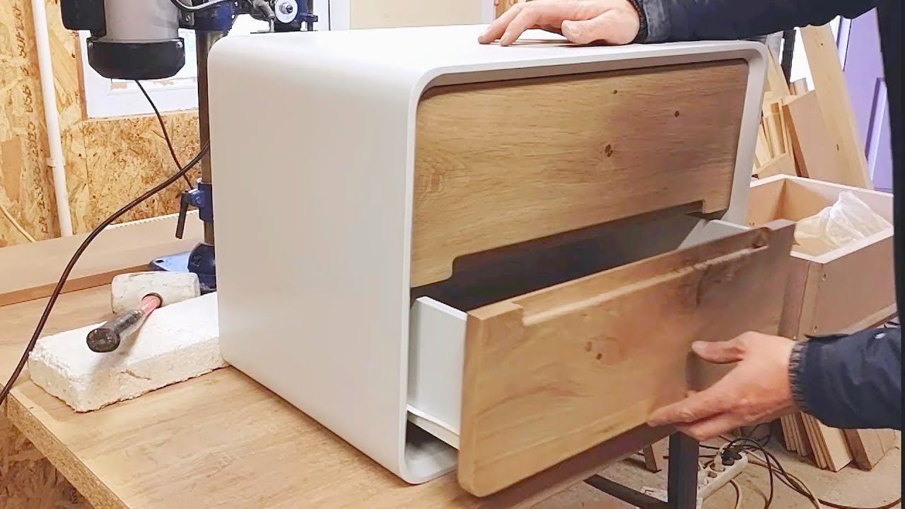 Making rounded mid century floating nightstands - mdf and oak