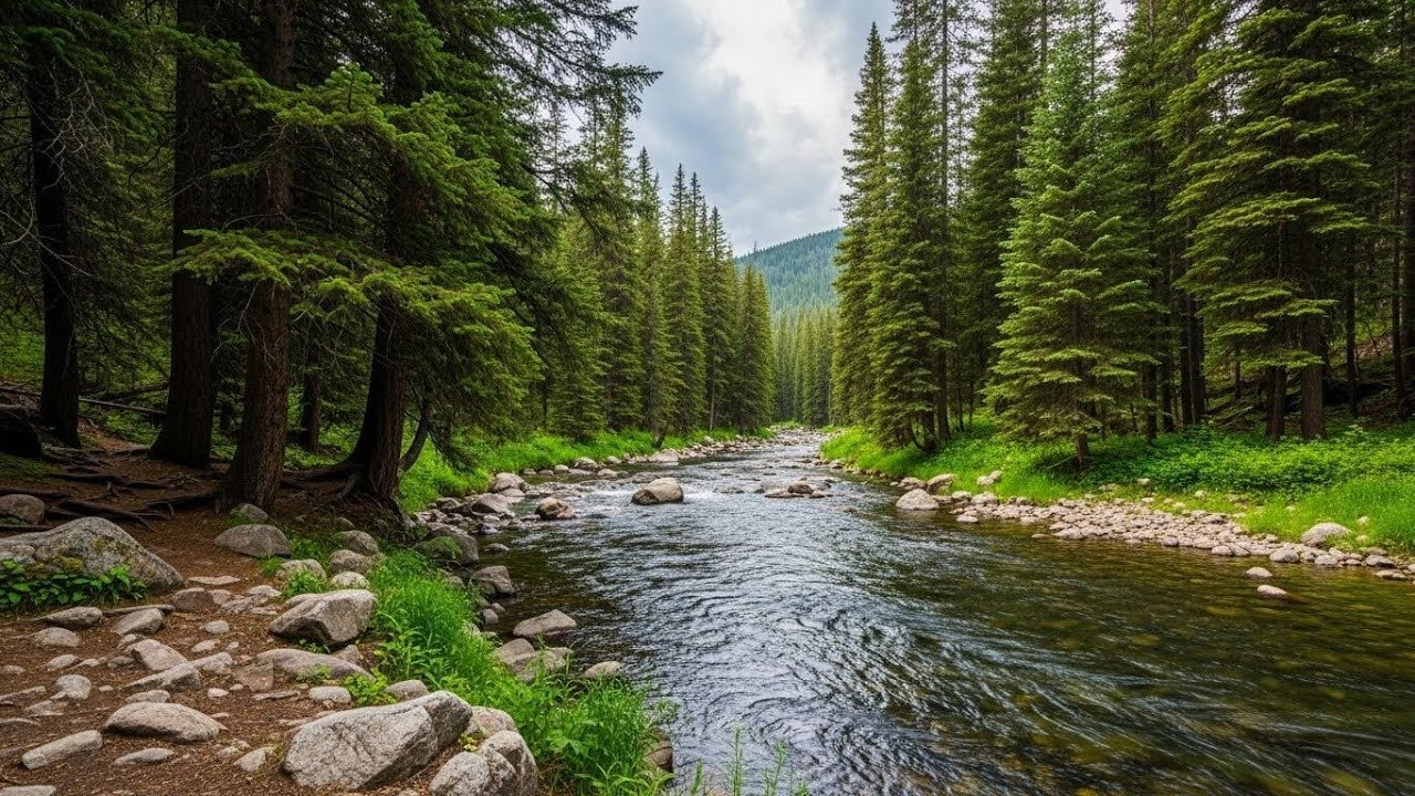 Peaceful River and Forest Ambience 🌊🌲 Flowing Water and Trees for Deep Sleep #2910
