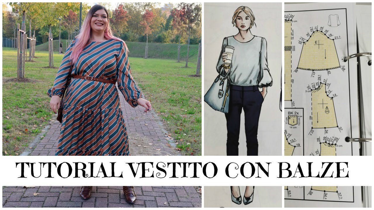 Tutorial cucito: abito con balze, cartamodello curvy realizzato con il metodo Taglio d'Oro