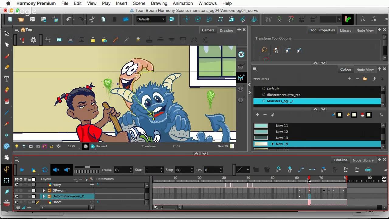 Toon Boom Harmony: Curve Deformers + Drawing Substitutions