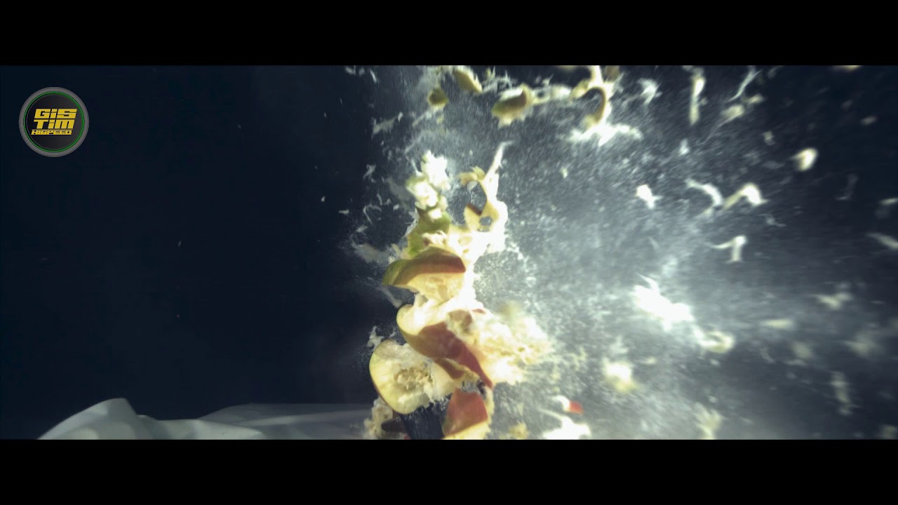 Shooting an apple in slow motion