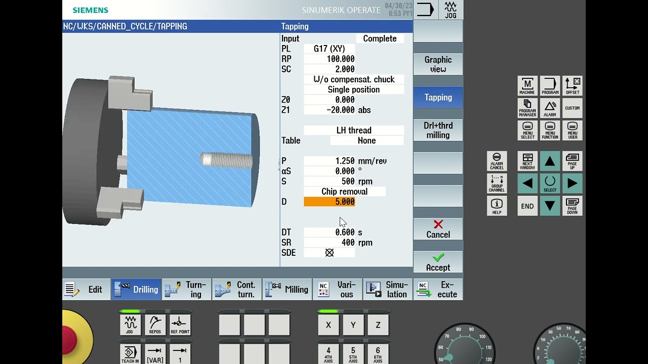 Tapping Cycle | Turning Machine | Lathe | Siemens Controller