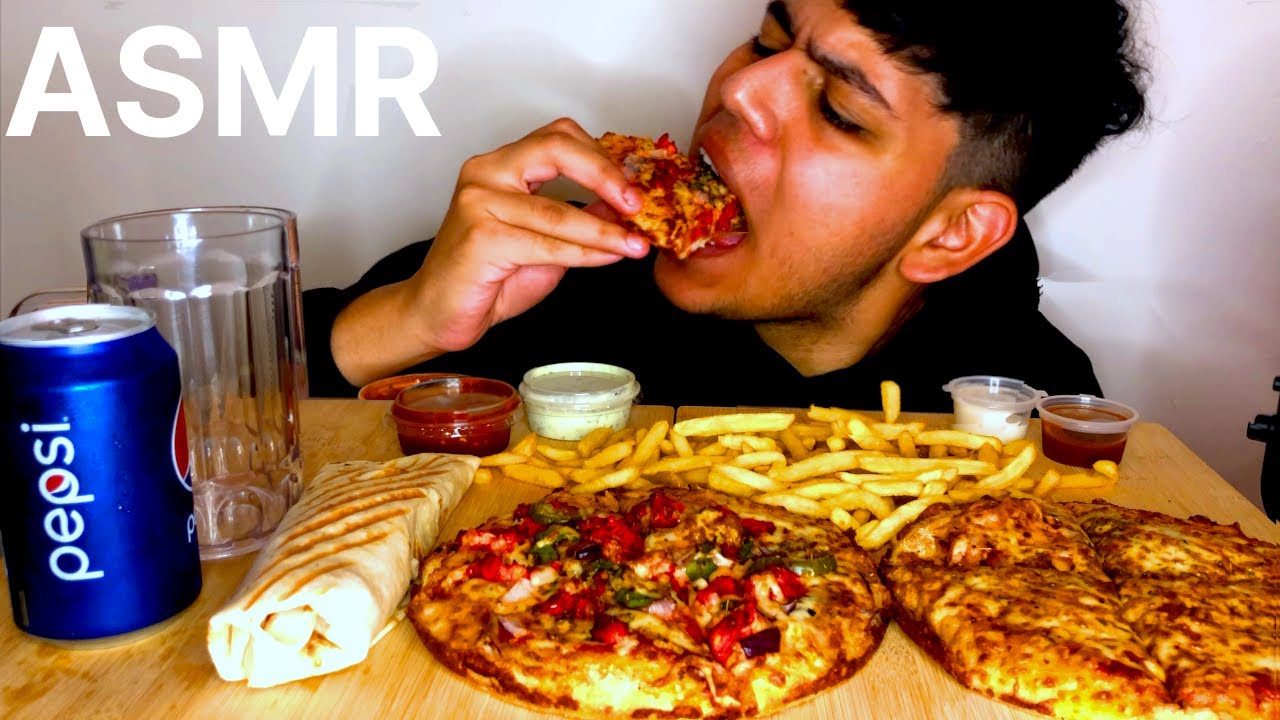 SHAWARMA WRAP + CHICKEN TANDOORI & MARGHERITA PIZZA ¦ 100 SUBS ¦ MUKBANG ASMR ¦ *REAL EATING SOUNDS*