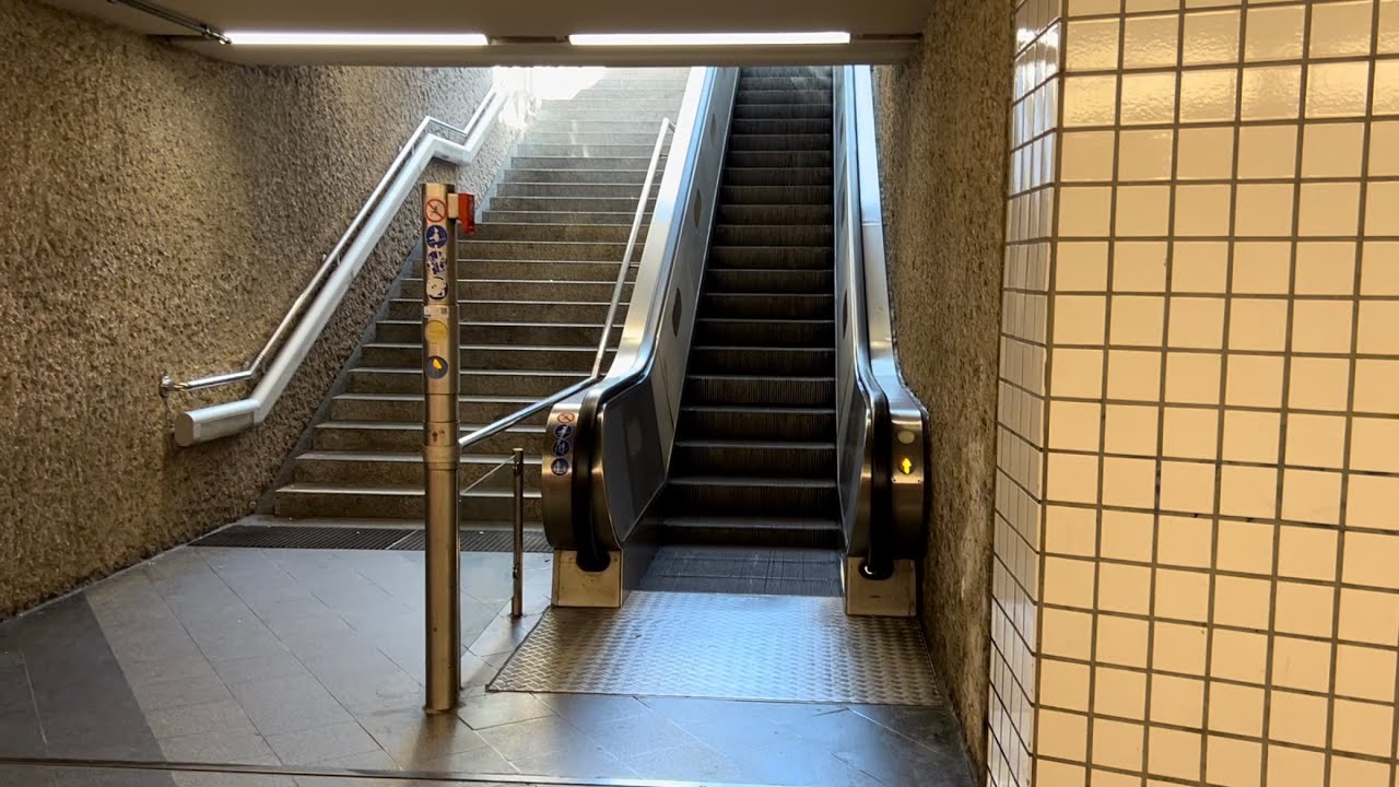 Nurnberg, Germany. 1x OTIS Escalator ride up from a Subway exit at Hauptbahnhof Stadtbahn Station