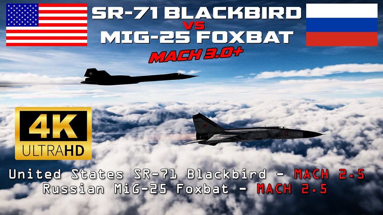 Unexpected Encounter - A Russian MiG-25 Foxbat conducting a top-speed run meets an SR-71 Blackbird